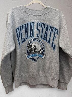 Vintage 90s Penn State Nittany Lions Grey Graphic Crewneck Sweatshirt